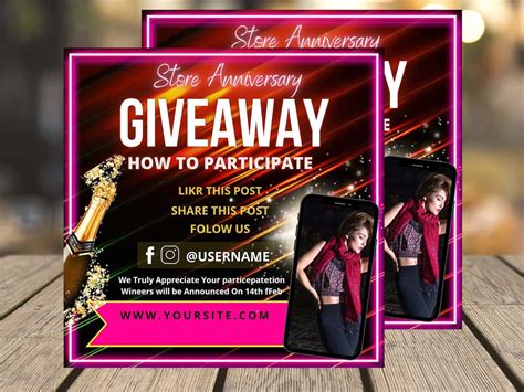 GIVEAWAY FLYER TEMPLATE D.I.Y Canva Giveaway Flyer Template | Etsy