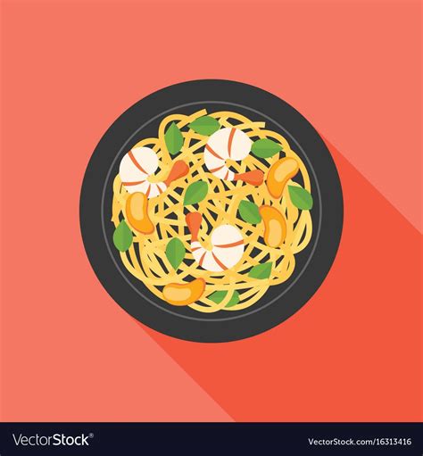 Flat Illustration, Food Illustrations, Shrimp Noodles, Flat Design, Icon Set, Vector Free ...