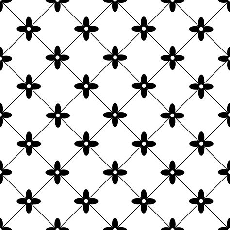 Vector geometric floral pattern. Seamless minimalist texture. Abstract monochrome ornament with ...