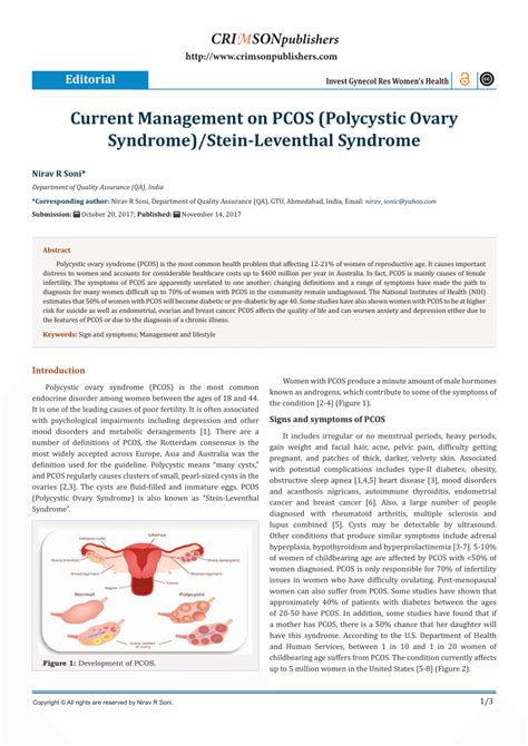 (PDF) Current Management on PCOS (Polycystic Ovary Syndrome)/Stein ...