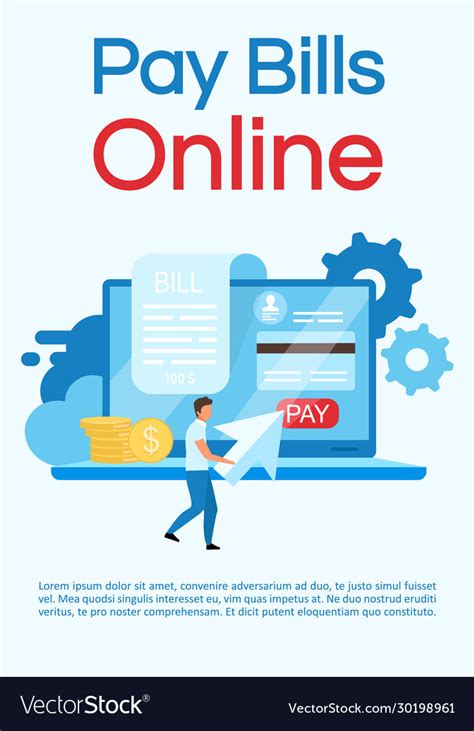 Pay bills online poster template credit card Vector Image