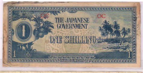 Oceania ,Japan occupation WW II issue 1 shilling currency note ( w/ tears) - KB Coins & Currencies