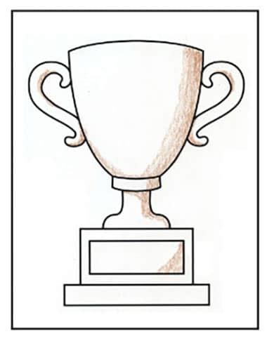 Easy How to Draw Trophy Tutorial and Trophy Coloring Page