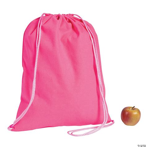 DIY Large Hot Pink Canvas Drawstring Bags | Oriental Trading