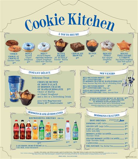 Cookie Kitchen menu — DLP Guide • Disneyland Paris Restaurants, Dining ...