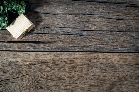 Wooden desk, top view 1759375 Stock Photo at Vecteezy