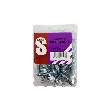 Value Pack Gutter Bolts & Nuts M6 X 25mm Quantity:50, SAFETOP - Cashbuild