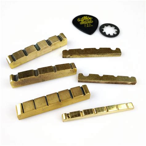 1 Piece Solid Brass Metal Electric Guitar Nut Bass Nut For ST Tele LP Guitars 4 string 5 string ...