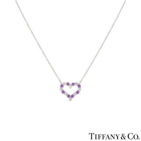 Tiffany & Co. Platinum Diamond & Sapphire Hearts Pendant | Rich Diamonds