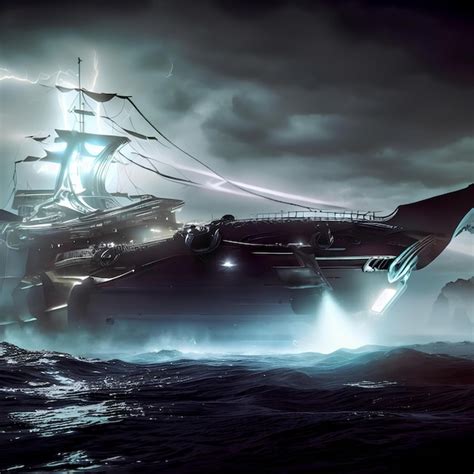 Premium AI Image | Design of a splendid futuristic cruise ship for rides in the midst of storms ...