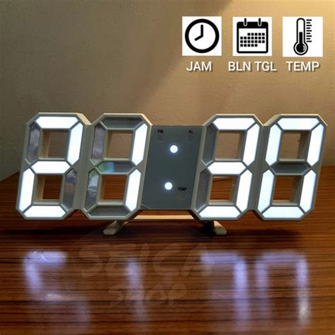 Jual Jam Digital LED Jam Meja Jam Dinding Digital LED Clock - Putih ...