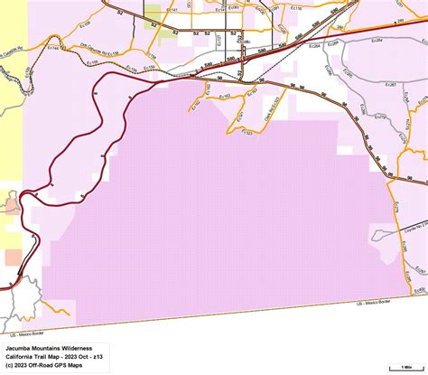 Jacumba Mountains Wilderness - California Trail Map