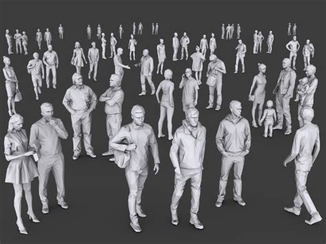 medium sized scene showing several different 3D people models interacting with each other