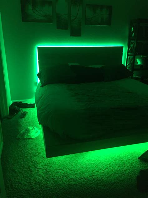 Bed with LED lighting | Bed with led lights, Under bed lighting, Neon bedroom