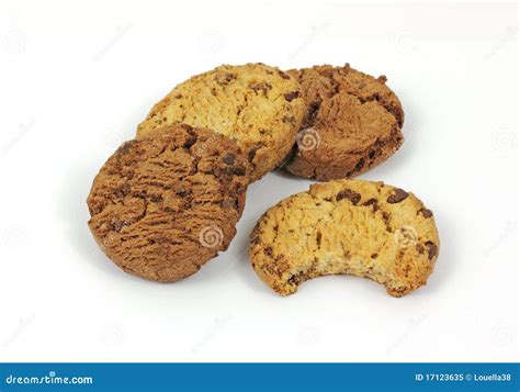 Cookies and Bite Plain Chocolate Chip Cookie Stock Image - Image of ...