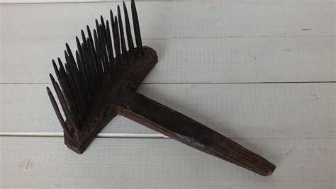 Antique Wool Comb Rare Old Wool Tool Ethnic Wooden Comb Primitive Rustic Decor European Ethnic ...