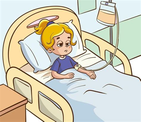 Vector illustration of a sick child in hospital in 2024 | Sick kids, Sick drawings, Hospital cartoon