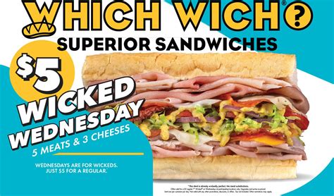 5 meats 3 cheeses wicked sandwich $5 today at Which Wich #whichwich | The Coupons App®