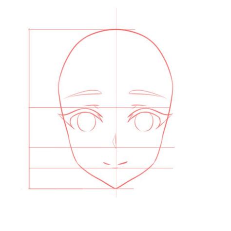 How to draw the head and face - anime-style guideline front view ...