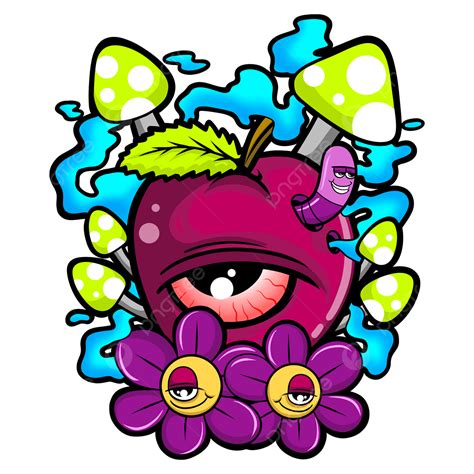 Trippy Apple Cartoon, Cartoon, Illustration, Artwork PNG Transparent ...