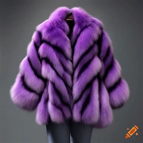 Purple zebra print fur coat