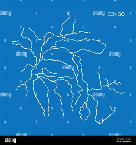 Map of Congo river drainage basin. Simple thin outline vector ...