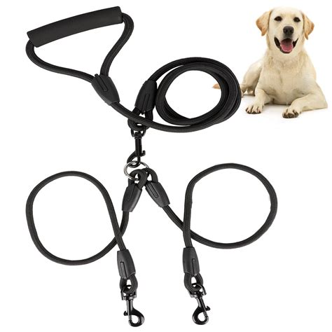 Double Dog Leash, TSV Dual Dog Walking Leash No Tangle 360° Swivel, Shock Absorbing Training ...