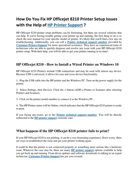 PPT - How Do You Fix HP Officejet 8210 Printer Setup Issues with the ...