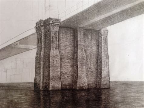 Brooklyn Bridge - pencil drawing - Dreams of an Architect