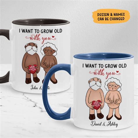 I Want To Grow Old With You, Personalized Accent Mug, Anniversary Gift ...