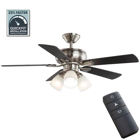 Hampton Bay Riley 44 in. Indoor LED Brushed Nickel Ceiling Fan with ...