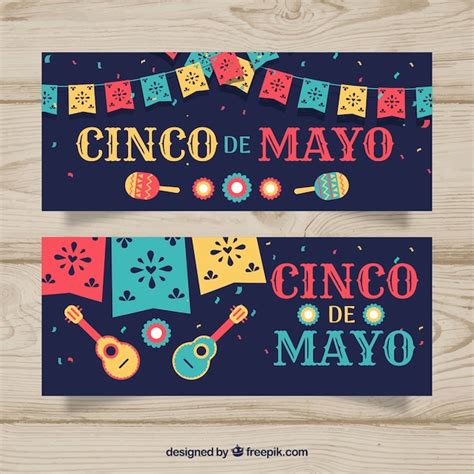 Free Vector | Set of cinco de mayo banners with mexican elements