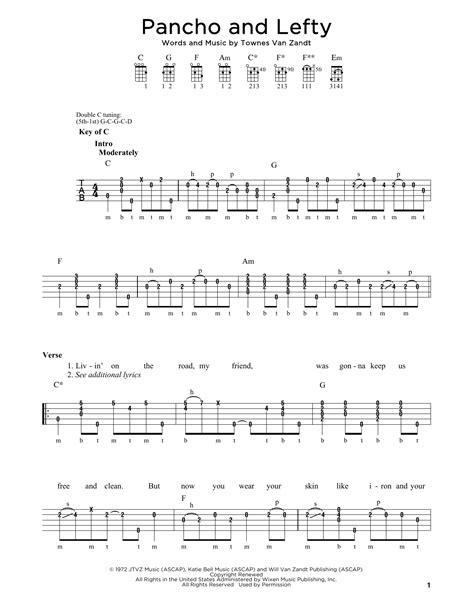 Pancho And Lefty by Townes Van Zandt Sheet Music for Banjo Tab at Sheet Music Direct