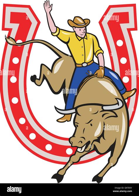 Rodeo cowboy bull riding cartoon hi-res stock photography and images - Alamy