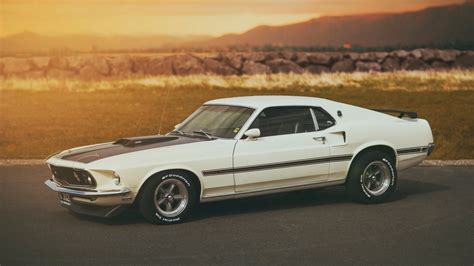 Download Car White Car Fastback Muscle Car Vehicle Ford Mustang Mach 1 HD Wallpaper