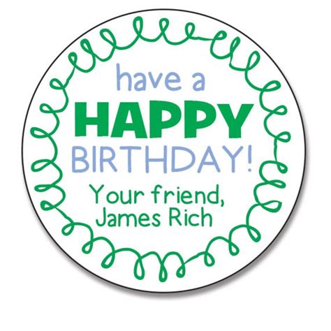 Personalized Birthday Gift Stickers, Boy Birthday, Blue and Green ...