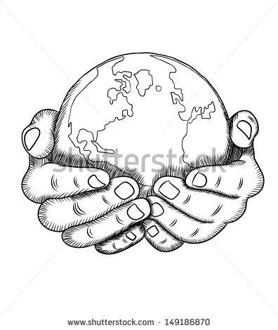 Hands Holding Earth Drawing Sketch Coloring Page Earth Art Drawing, Earth Drawings, Bible ...