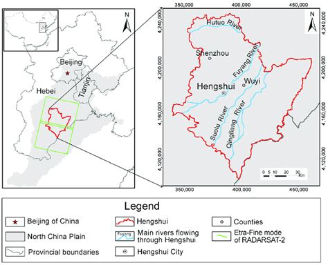 Map of our study area, its surroundings and the coverage of two SAR ...