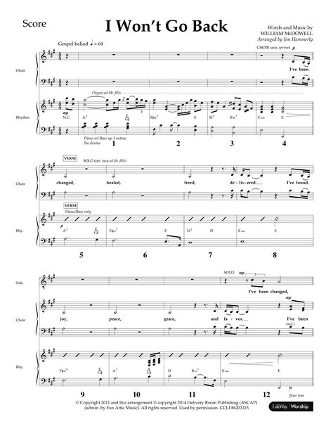 I Won't Go Back (Choral Anthem SATB) Melody Sheet Music PDF (Lifeway Choral / Arr. Jim Hammerly ...