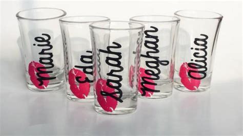 Bridesmaids Shot Glass, Kiss Shot Glass, Personalized Shot Glass, Bachelorette Shot Glasses ...