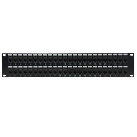 48 Port Angled CAT6 Patch Panel, 19" Rackmount 1U Pass-Through