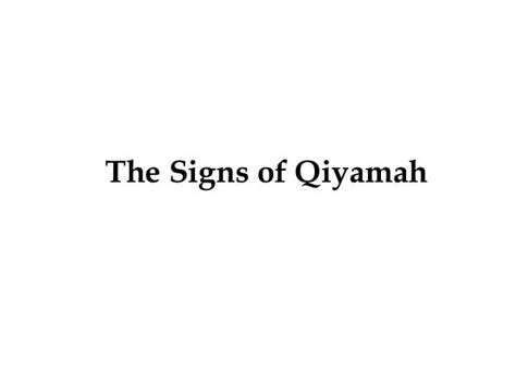 The signs of qiyamah