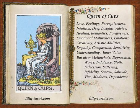 Queen of Cups: Love, Emotions, Sensitivity http://lilly-tarot.com/card ...