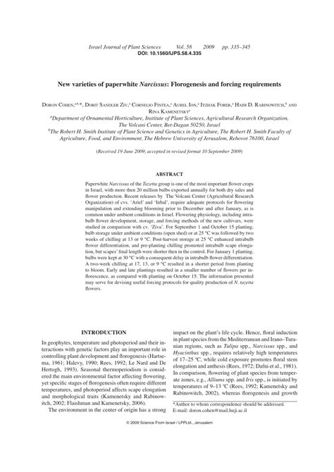 (PDF) New varieties of paperwhite Narcissus : Florogenesis and forcing requirements