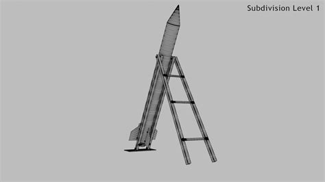 3D Qassam 2 Rocket With Launcher - TurboSquid 2147169