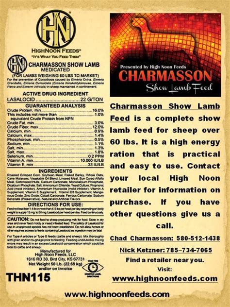 High Noon Charmasson Show Lamb Feed Medicated - Cherokee Feed & Seed