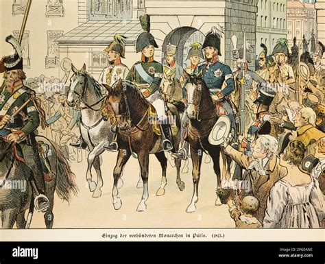 The allied monarchs entering Paris in 1815, Napoleon banished to St ...