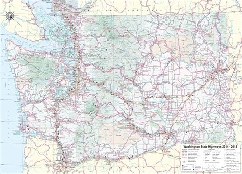 Map Of State Of Washington, With Outline Of The State Cities, Towns ...