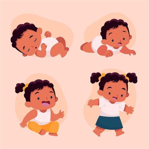 Free Vector | Flat stages of a baby girl collection