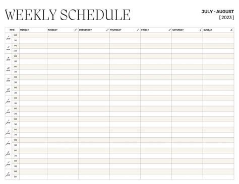 Blank Weekly Schedule Template